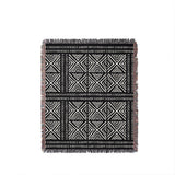 Thora Tribal Cotton Throw Blanket in Black, full view