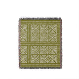 Thora Tribal Cotton Throw Blanket in Chartreuse, full view