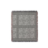 Thora Tribal Cotton Throw Blanket in Gray, full view