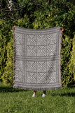 Thora Tribal Cotton Throw Blanket in Gray, outdoors