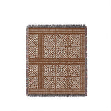 Thora Tribal Cotton Throw Blanket in Rust Brown, full view