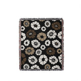 Valu Floral Cotton Throw Blanket in Black, full view