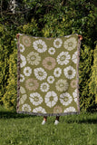 Valu Floral Cotton Throw Blanket in Chartreuse, outdoors