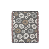 Valu Floral Cotton Throw Blanket in Gray, full view