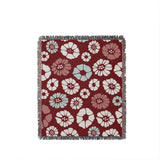 Valu Floral Cotton Throw Blanket in Red, full view
