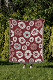 Valu Floral Cotton Throw Blanket in Red, outdoors