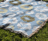 Valu Floral Cotton Throw Blanket in Sky, outdoors