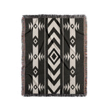Fika Southwestern Cotton Blend Blanket Throw in Black and Off-White, full view