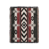 Fika Southwestern Cotton Blend Blanket Throw in Red, Black and Off-White, full view