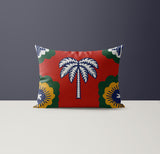 Fisal Microsuede Lumbar Throw Pillow in Red; Green; Yellow - Size 20x14