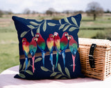 Flocked Together Birds Animal Reversible Indoor/Outdoor Square Pillow
