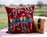 Flocked Together Birds Animal Reversible Indoor/Outdoor Square Pillow
