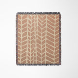 Freda Hand Woven Throw Blanket in Rust and Beige, laid flat