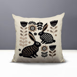 Gario Rabbit Reversible Indoor/Outdoor Square Pillow in Beige - Size 20x20