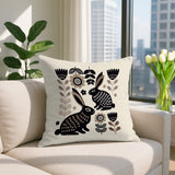 Gario Rabbit Reversible Indoor/Outdoor Square Pillow in Beige - Size 20x20