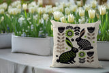 Gario Rabbit Reversible Indoor/Outdoor Square Pillow in Chartreuse - Size 20x20