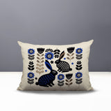 Gario Rabbit Reversible Indoor/Outdoor Lumbar Pillow in Navy Blue - Size 25x18