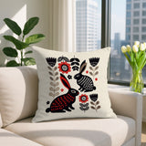 Gario Rabbit Reversible Indoor/Outdoor Square Pillow in Red - Size 20x20