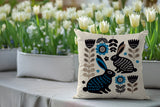 Gario Rabbit Reversible Indoor/Outdoor Square Pillow in Turquoise - Size 20x20