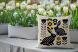 Gario Rabbit Reversible Indoor/Outdoor Square Pillow in Yellow - Size 20x20