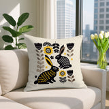 Gario Rabbit Reversible Indoor/Outdoor Square Pillow in Yellow - Size 20x20