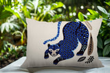 Gino Leopard Reversible Indoor/Outdoor Lumbar Pillow in Navy Blue - Size 25x18