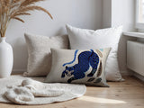 Gino Leopard Reversible Indoor/Outdoor Lumbar Pillow in Navy Blue - Size 25x18