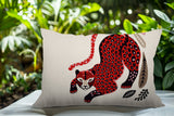Gino Leopard Reversible Indoor/Outdoor Lumbar Pillow in Red - Size 25x18