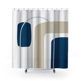 Hagan Geometric Shower Curtain in Beige