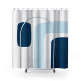 Hagan Geometric Shower Curtain in Blue