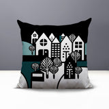 Hansen Cozy Houses Reversible Indoor/Outdoor Square Pillow