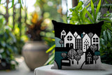 Hansen Cozy Houses Reversible Indoor/Outdoor Square Pillow