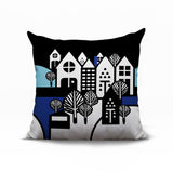 Hansen Cozy Houses Reversible Indoor/Outdoor Square Pillow
