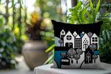 Hansen Cozy Houses Reversible Indoor/Outdoor Square Pillow