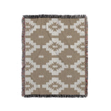 Hinto Southwestern Cotton Blend Blanket Throw in Beige and Off-White, full view