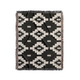 Hinto Southwestern Cotton Blend Blanket Throw in Black and Off-White, full view