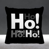 Ho Ho Ho Typography Reversible Indoor/Outdoor Square Pillow