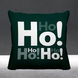 Ho Ho Ho Typography Reversible Indoor/Outdoor Square Pillow