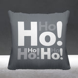 Ho Ho Ho Typography Reversible Indoor/Outdoor Square Pillow