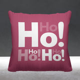 Ho Ho Ho Typography Reversible Indoor/Outdoor Square Pillow