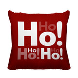 Ho Ho Ho Typography Reversible Indoor/Outdoor Square Pillow