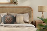 Hunta Microsuede Rectangular Pillow in Beige/Brown/Gray - Size 20x14