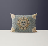 Hunta Microsuede Rectangular Pillow in Beige/Ochre/Gray - Size 20x14