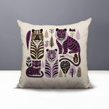 Isa Tiger Reversible Indoor/Outdoor Square Pillow in Purple - Size 20x20