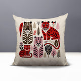 Isa Tiger Reversible Indoor/Outdoor Square Pillow in Red - Size 20x20