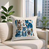 Isa Tiger Reversible Indoor/Outdoor Square Pillow in Turquoise - Size 20x20