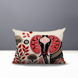 Issa Elephant Reversible Indoor/Outdoor Lumbar Pillow in Red - Size 25x18