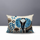 Issa Elephant Reversible Indoor/Outdoor Lumbar Pillow in Turquoise - Size 25x18