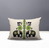 Jadi Elephant Reversible Indoor/Outdoor Lumbar Pillow in Chartreuse - Size 25x18