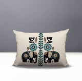 Jadi Elephant Reversible Indoor/Outdoor Lumbar Pillow in Emerald - Size 25x18
